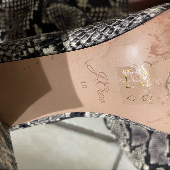 J. Crew JCREW  “Anya” Tall Snakeskin High Heel Boots Black Ivory Size 10 - Picture 10 of 10